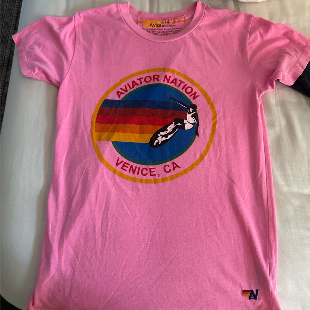 Aviator Nation Pink Rainbow Tee